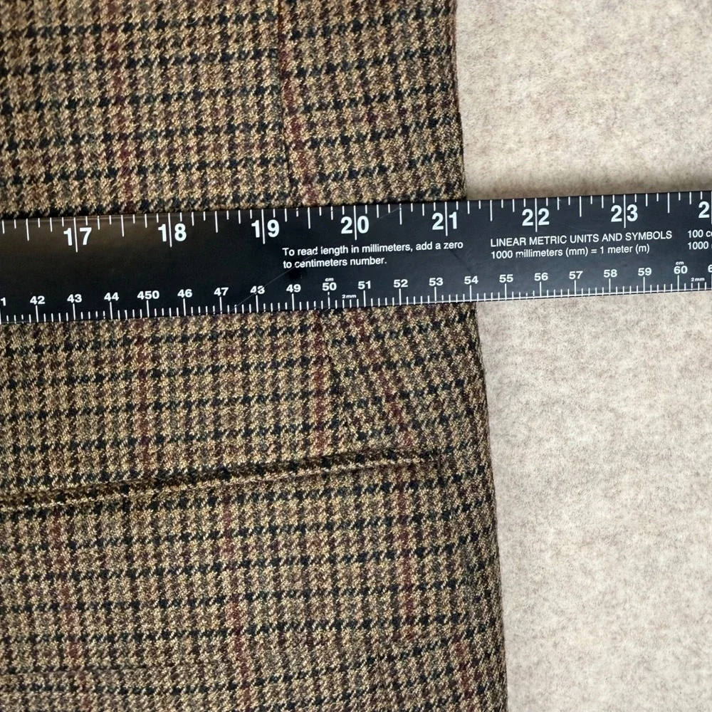 Alan Flusser Sport Coat 42L Lambswool Houndstooth Brown Blazer 2-Button Jacket